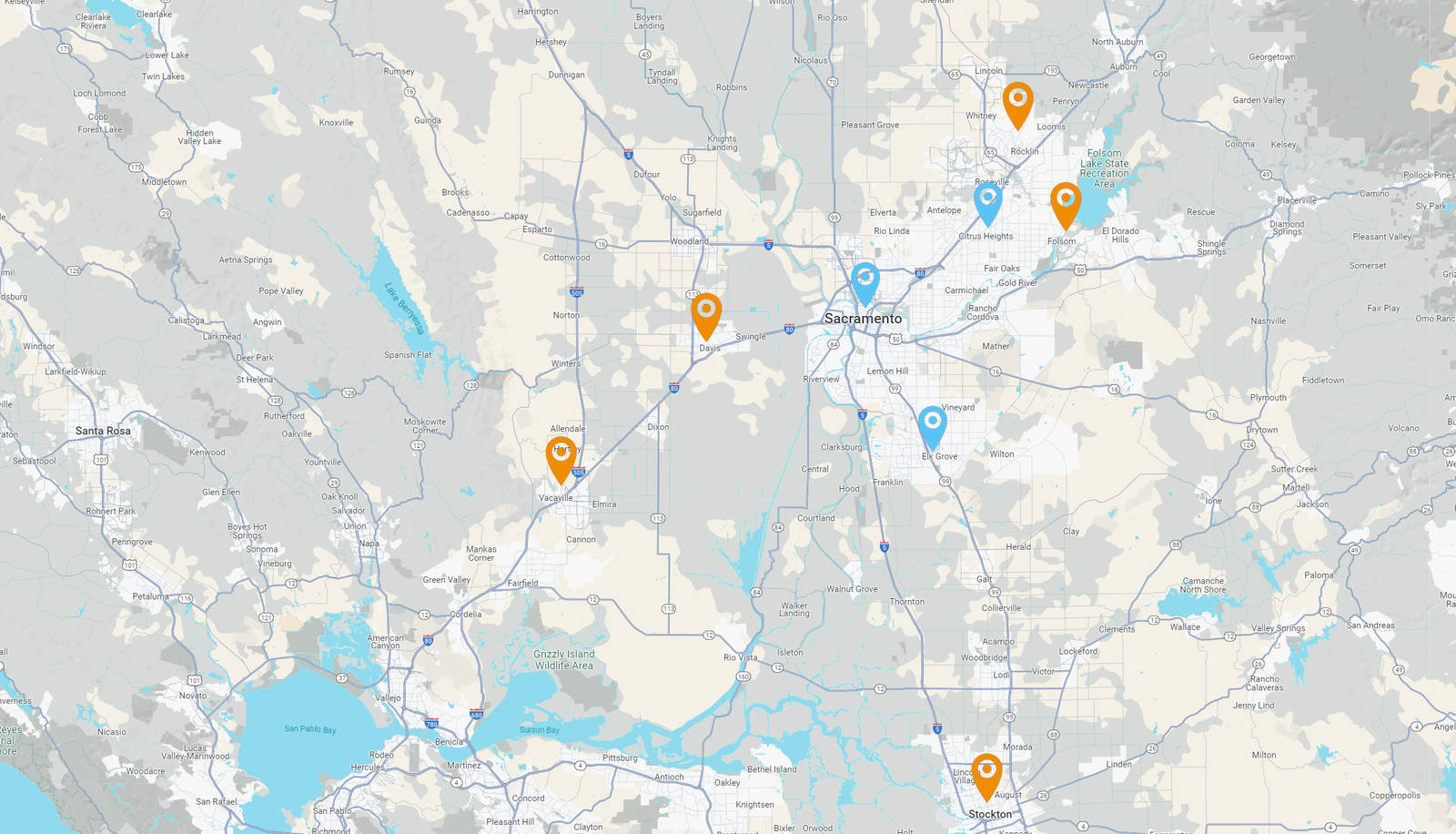 Map showing our service coverage